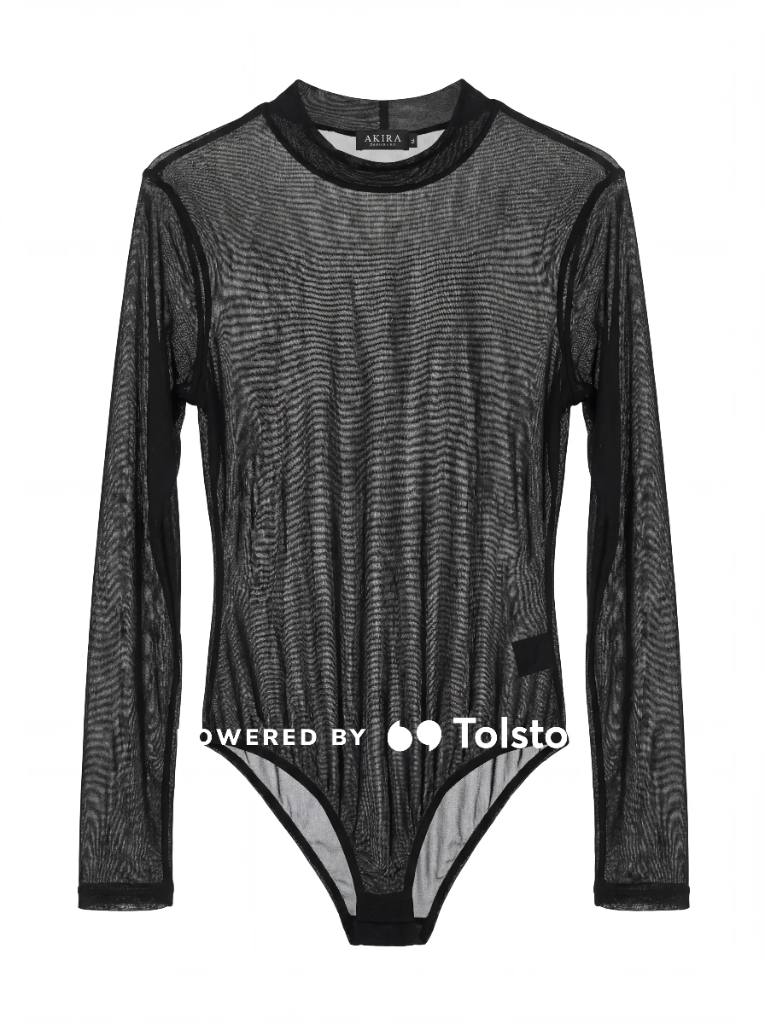 AKIRA Sheer Mesh Long Sleeve Bodysuit