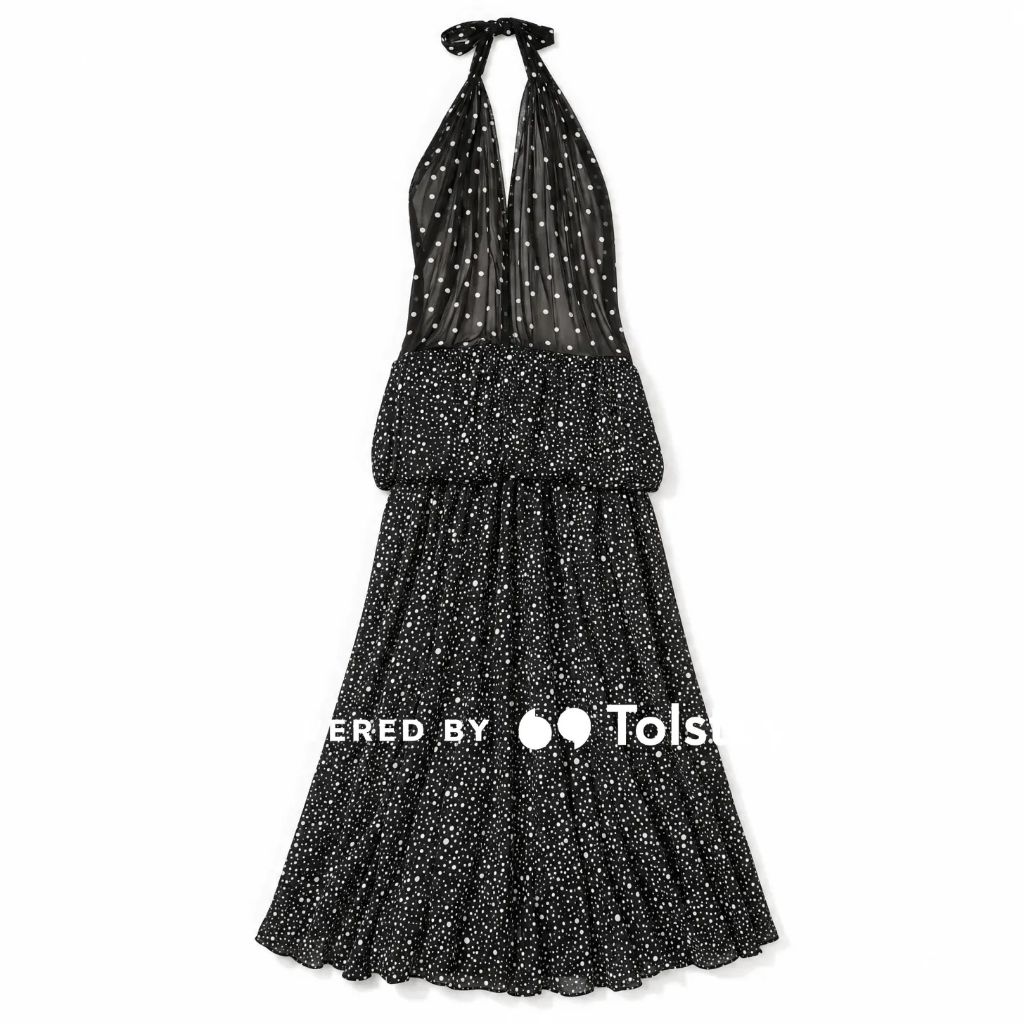 Black Polka Dot Halter — Front