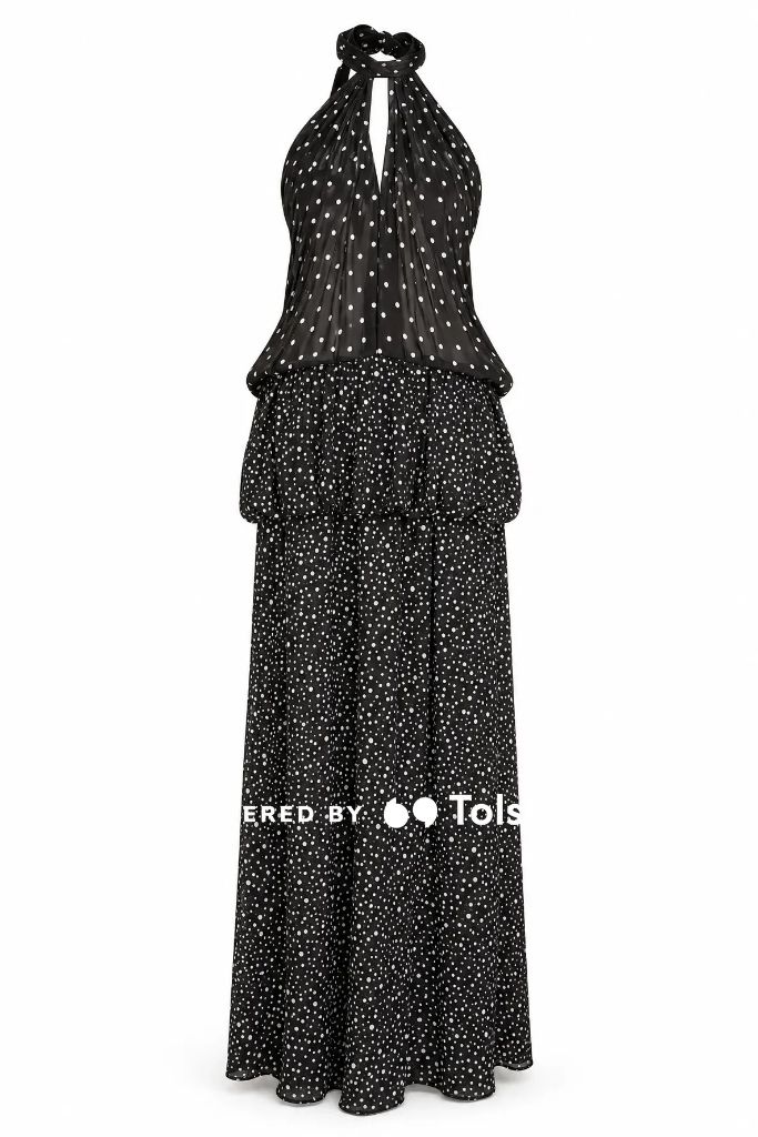Black Polka Dot Halter — Detail