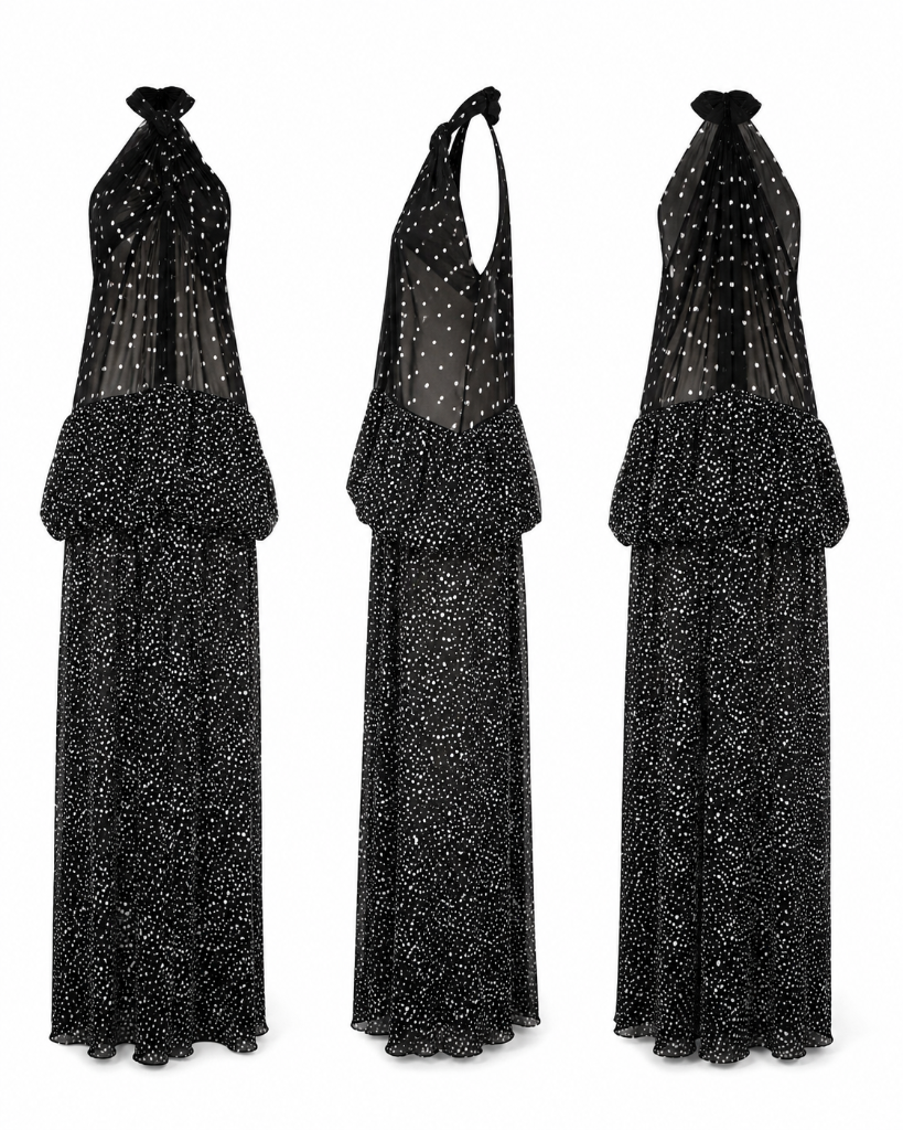 Black Polka Dot Halter Maxi — 3 views