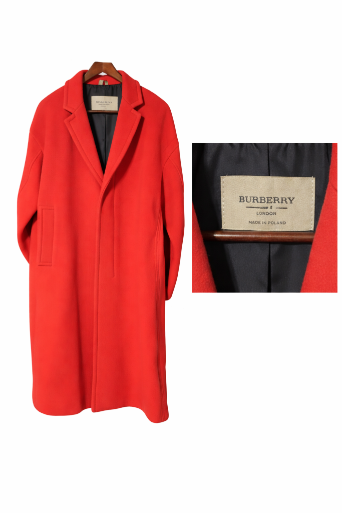 Burberry Red Wool Overcoat