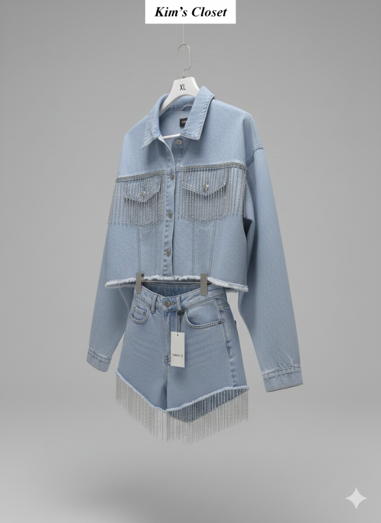 Forever 21 Crystal Fringe Denim Set