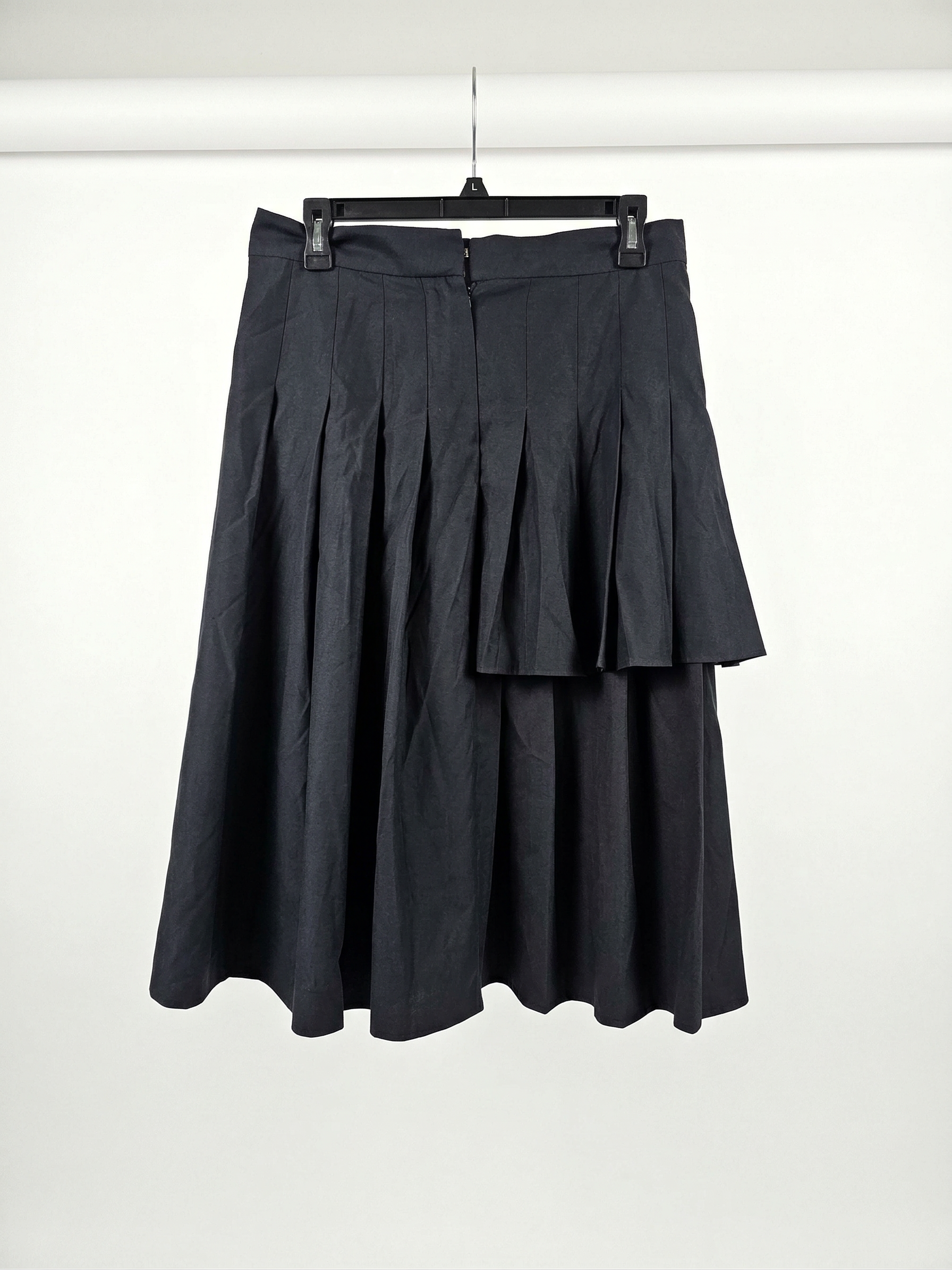 Navy Pleated A-Line Skirt