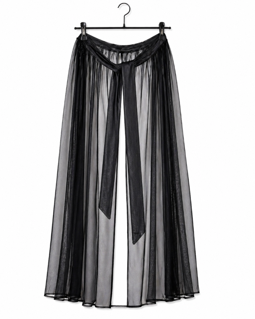 Fashion Nova Black Sheer Mesh Maxi Sarong Skirt