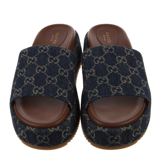 Gucci GG Denim Slides — Front